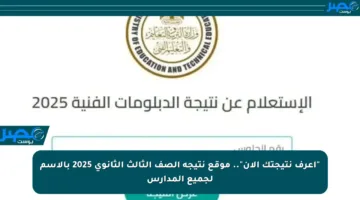“اعرف نتيجتك الآن”.. موقع نتيجة الصف الثالث الثانوي 2025 بالاسم لجميع المدارس